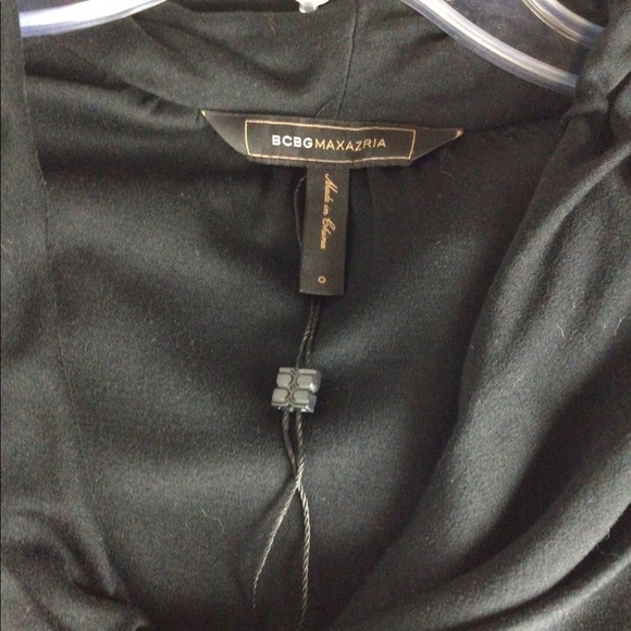 BCBGMaxazria | Black Gray Jersey Knit Chevron Cowl Neck Sheath Dress 0 - Picture 5 of 8